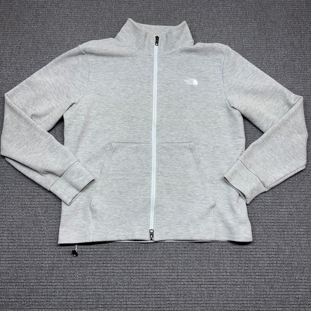 The North Face Mens Full Zip Sweatshirt Gray Heather Mock Neck Jacket Size M